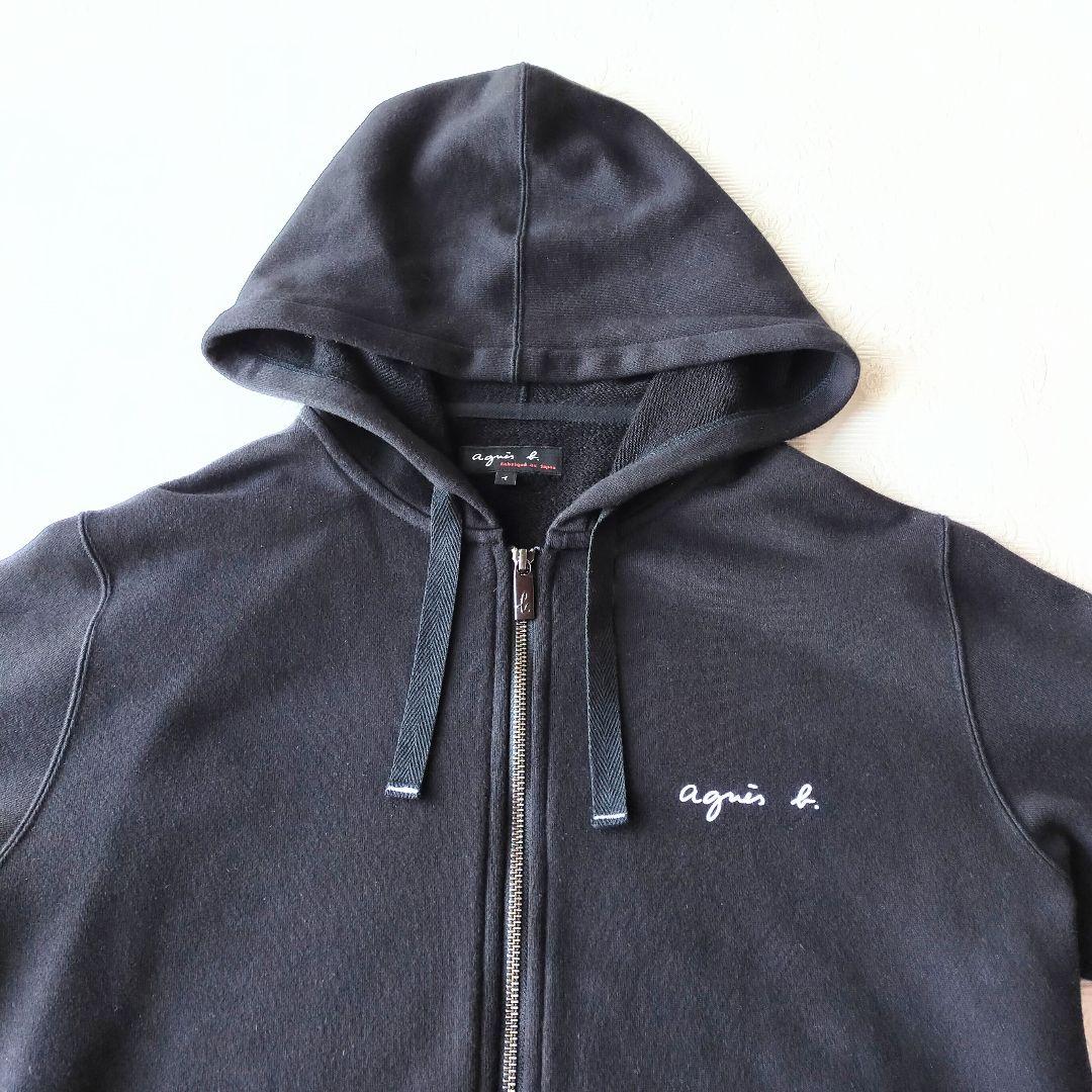 美品　アニエスベー　ジップアップ　パーカー　ブラック　黒　ロゴ