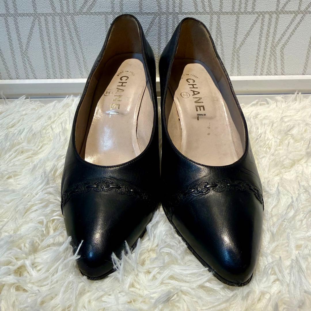 CHANEL シャネル ココマーク パンプス レザー ブラック 22.5