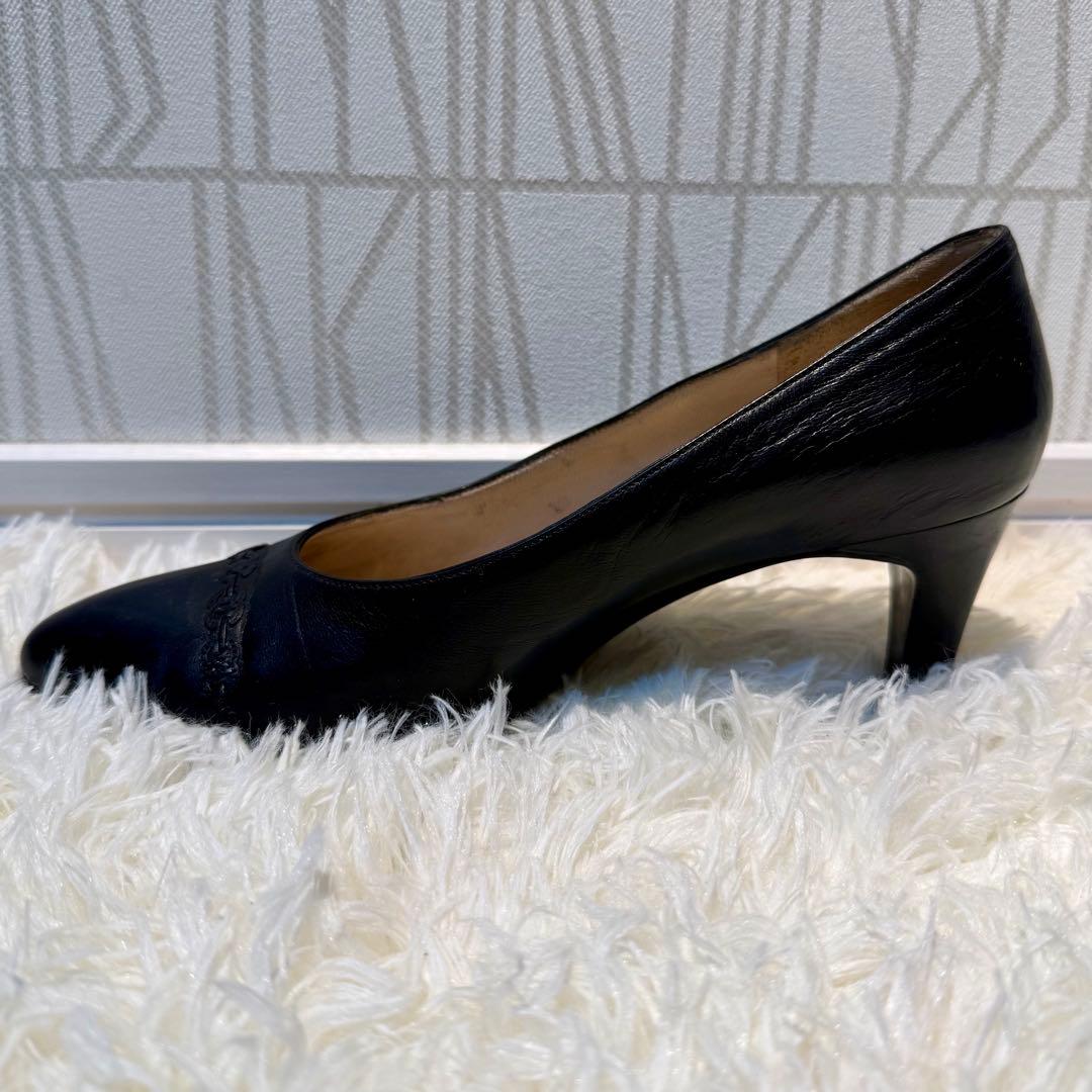 CHANEL シャネル ココマーク パンプス レザー ブラック 22.5