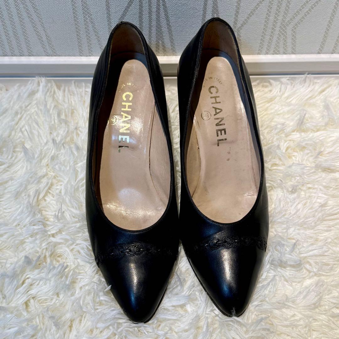 CHANEL シャネル ココマーク パンプス レザー ブラック 22.5