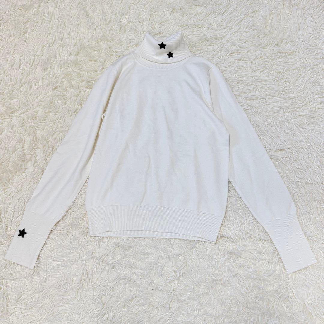 JENNE 星刺繍タートルニット ホワイト　M