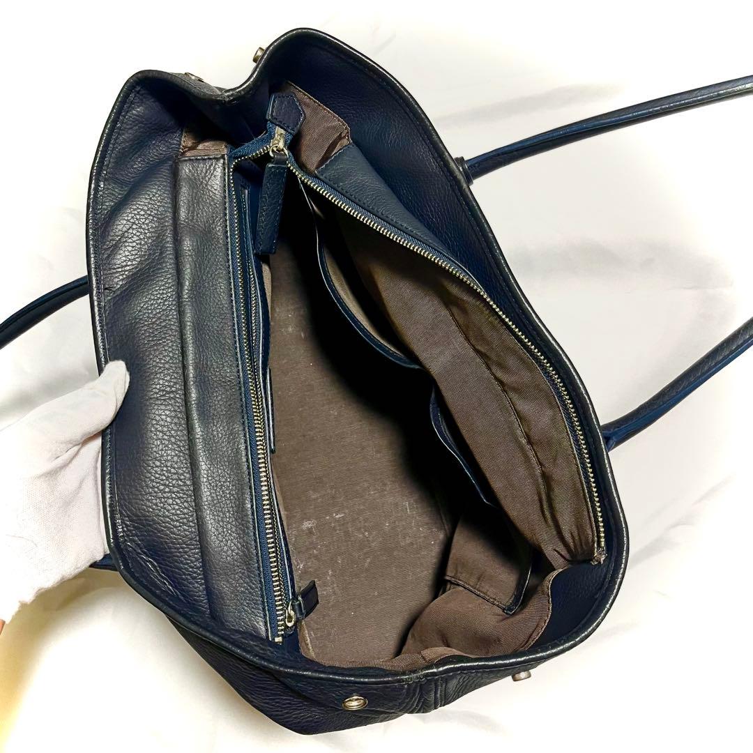 BARNEYS NEW YORK レザートートバッグ ネイビー