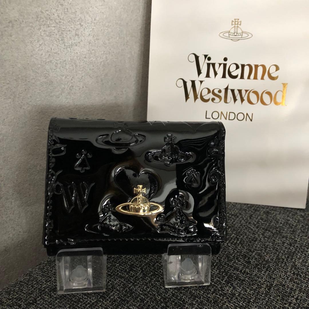 Vivienne Westwood ブラック三つ折り財布 エナメル