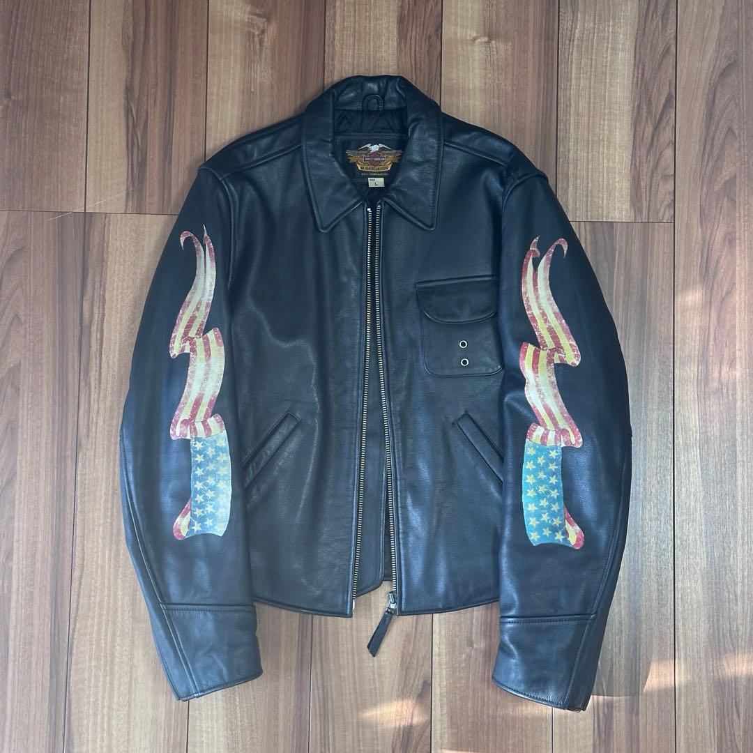 【超希少】良デザイン HARLEY-DAVIDSON レザーライダースジャケット