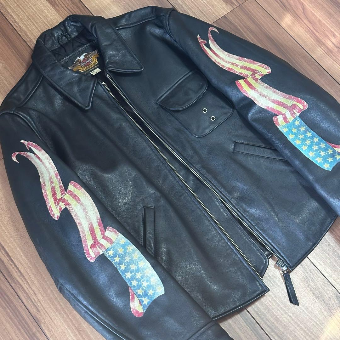 【超希少】良デザイン HARLEY-DAVIDSON レザーライダースジャケット