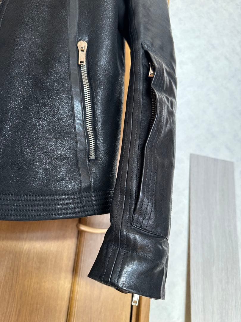 名作‼️RickOwensmoutonleather jacketdrkshdw
