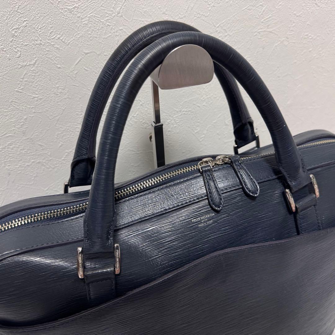 保存袋付✨ペッレモルビダ キャピターノ 2wayビジネスバック ネイビー レザー