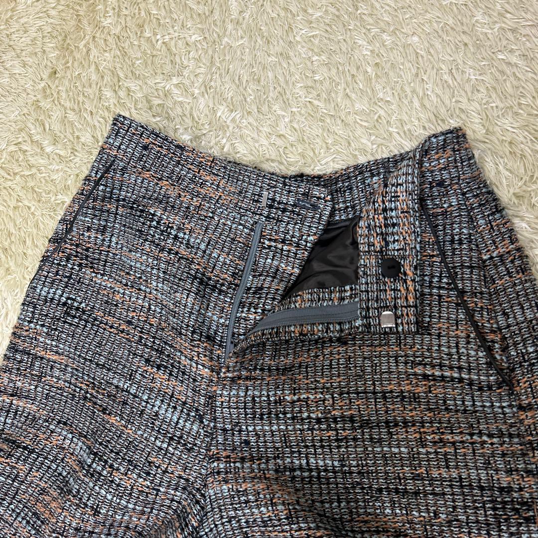 自由区 【洗える】エアリーツイードワイドクロップド パンツ Sサイズ