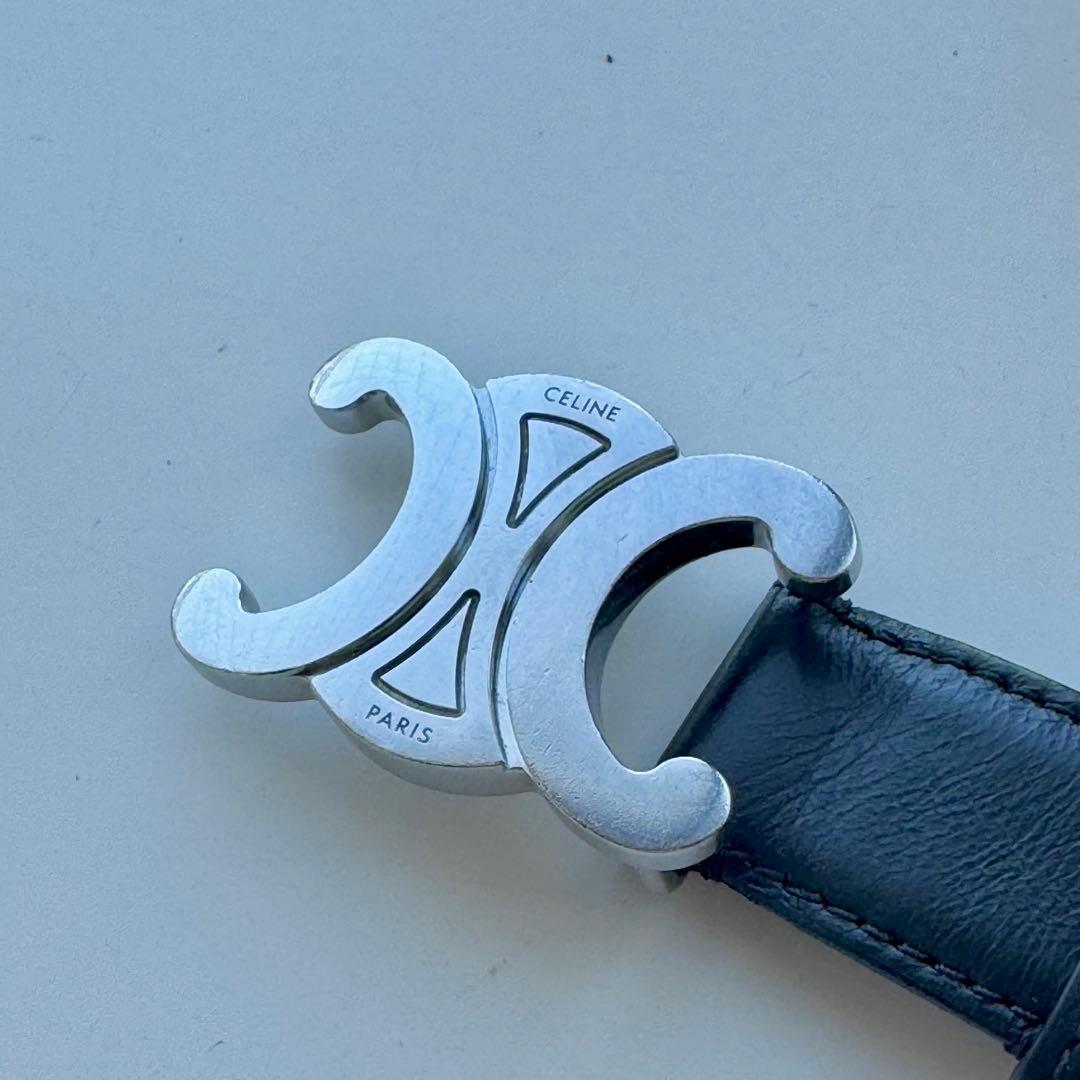 【CELINE】セリーヌ　トリオンフ　ベルト　シルバー　ブラック