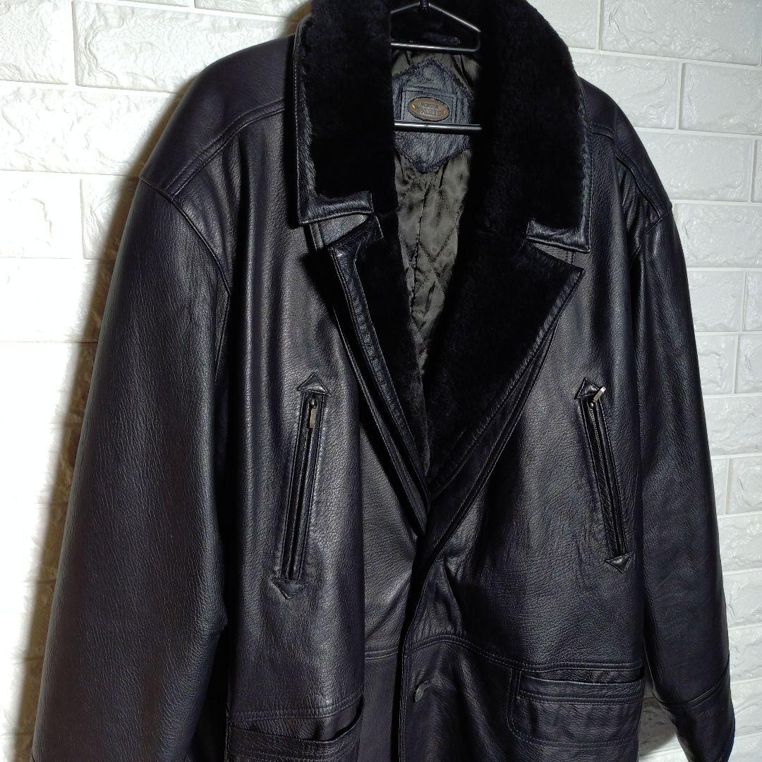 ムッシュパリ ラム レザー 羊革 キルティング ムートン コート ブラック XL