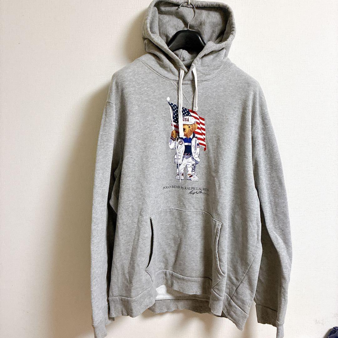 ポロラルフローレン　2020 ポロベア　アメリカ星条旗　パーカー　現行　QRタグ