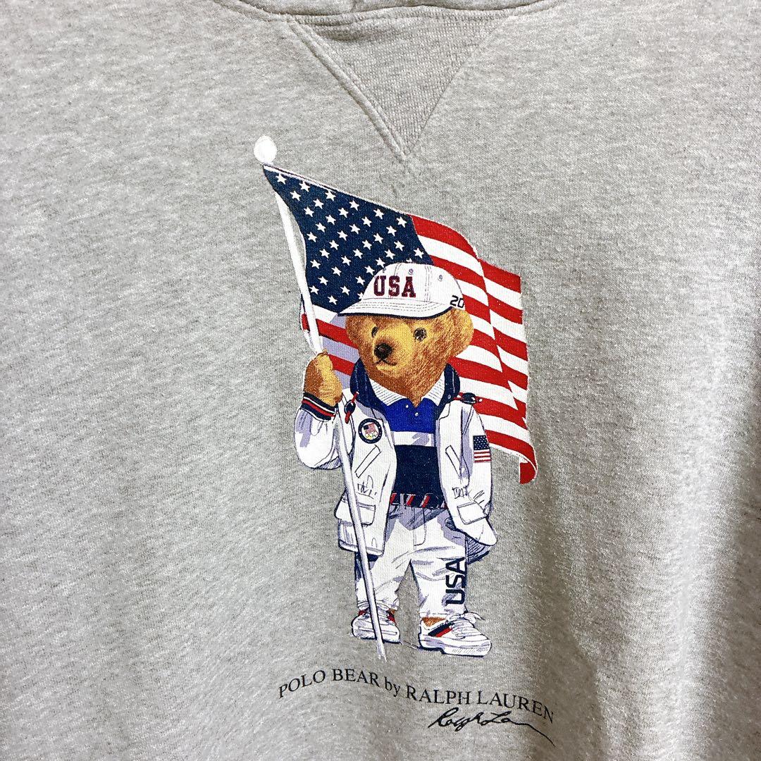 ポロラルフローレン　2020 ポロベア　アメリカ星条旗　パーカー　現行　QRタグ