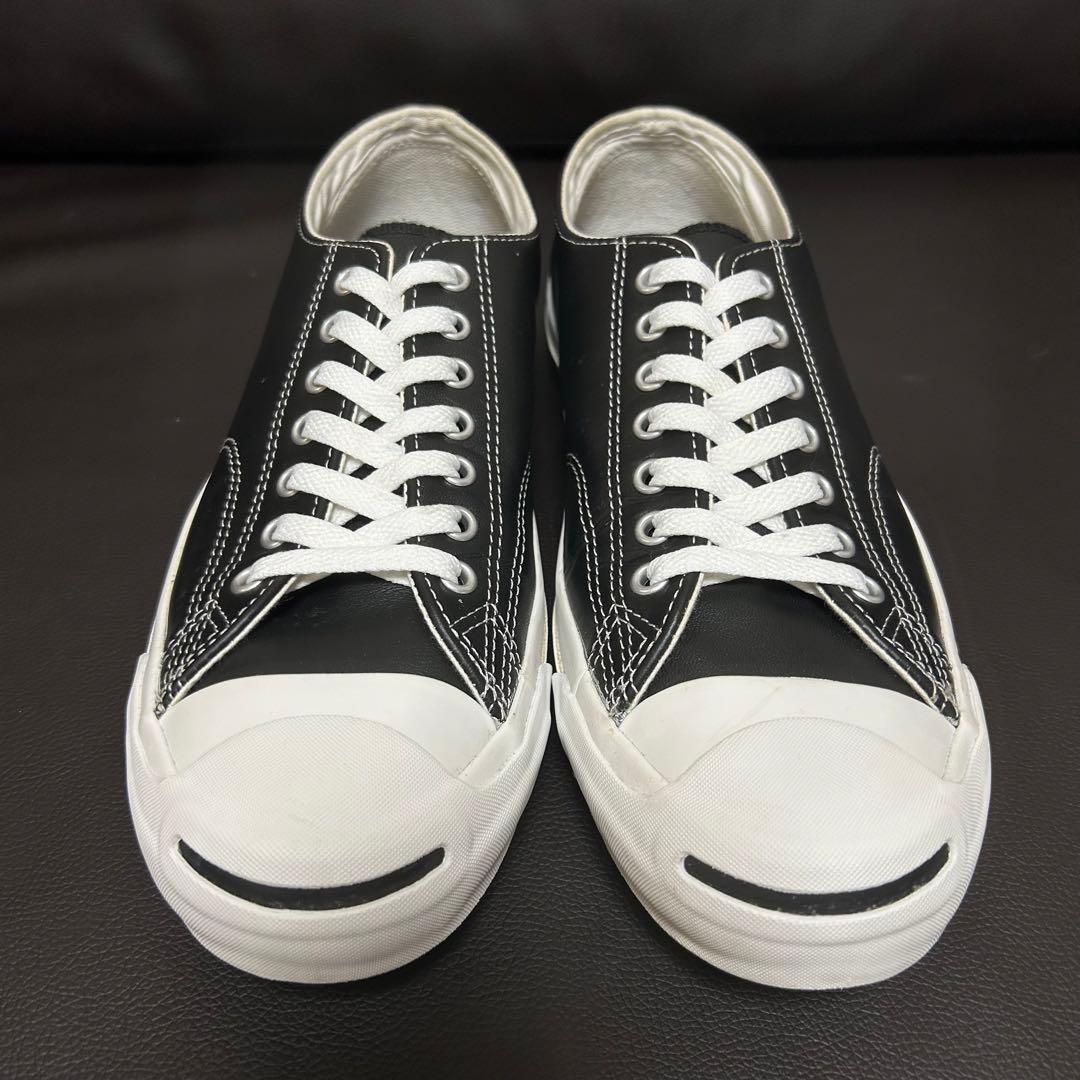 【希少　極美品】converse ジャックパーセル　レザー　黒　27.5㌢