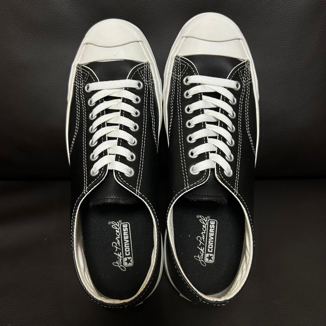 【希少　極美品】converse ジャックパーセル　レザー　黒　27.5㌢