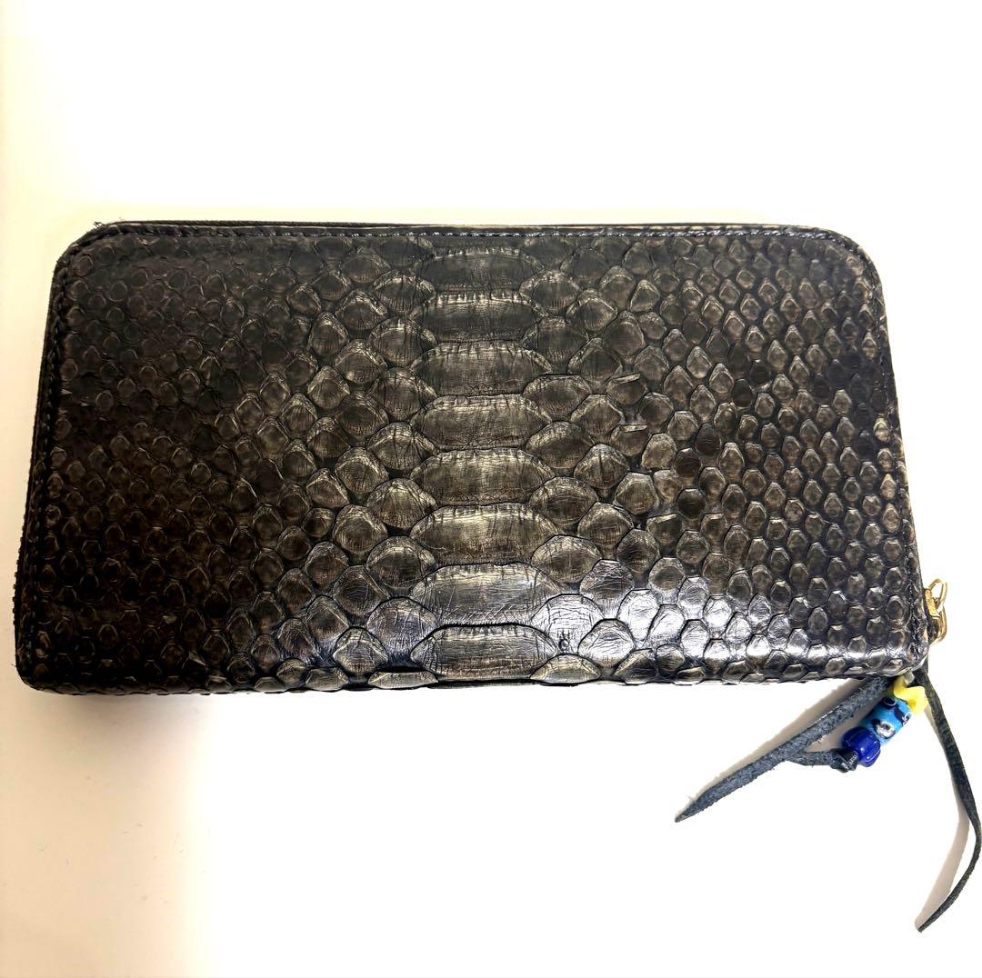 T*m様 ブルーナボイン 墨染め パイソン 長財布 希少 BRU NA BOIN