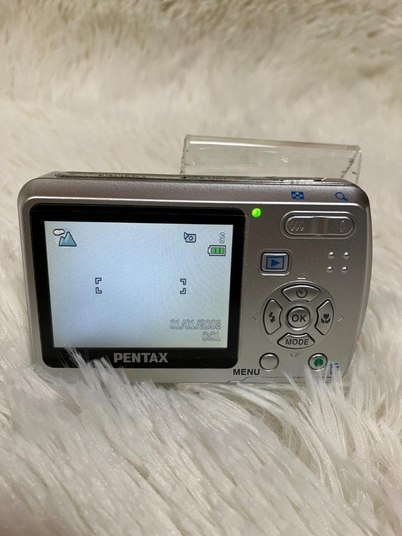 【動作確認済】PENTAX Optio E50 レトロコンデジ シルバー単三電池