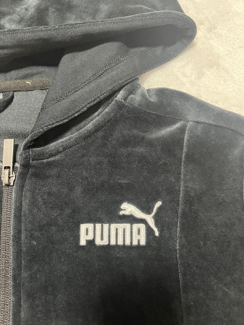 し*ん様 PUMAレディース ベロア ジャージ上下セット ブラック ダークグレー