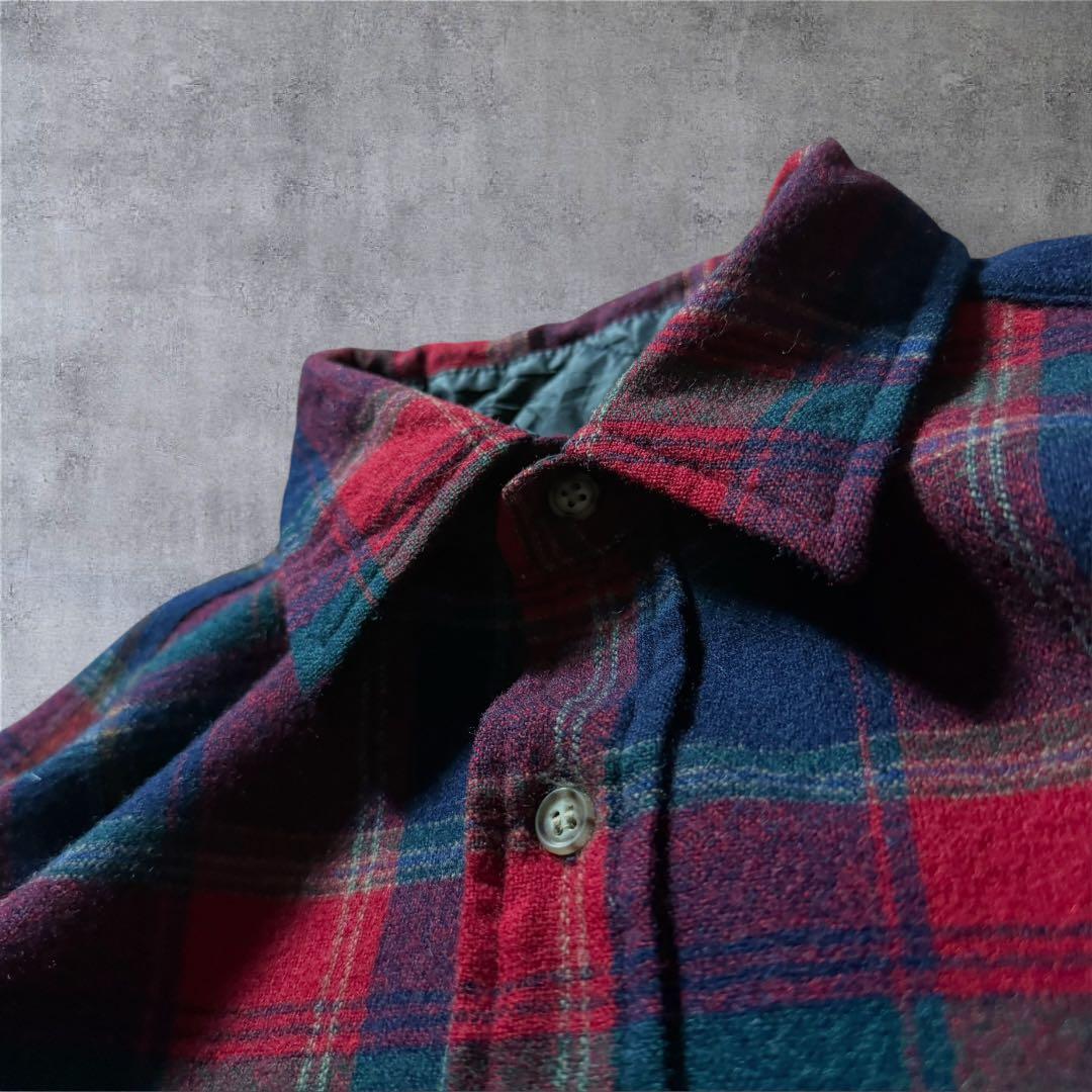 1828古着90年代USA製PENDLETONウールシャツ雰囲気系チェック好配色