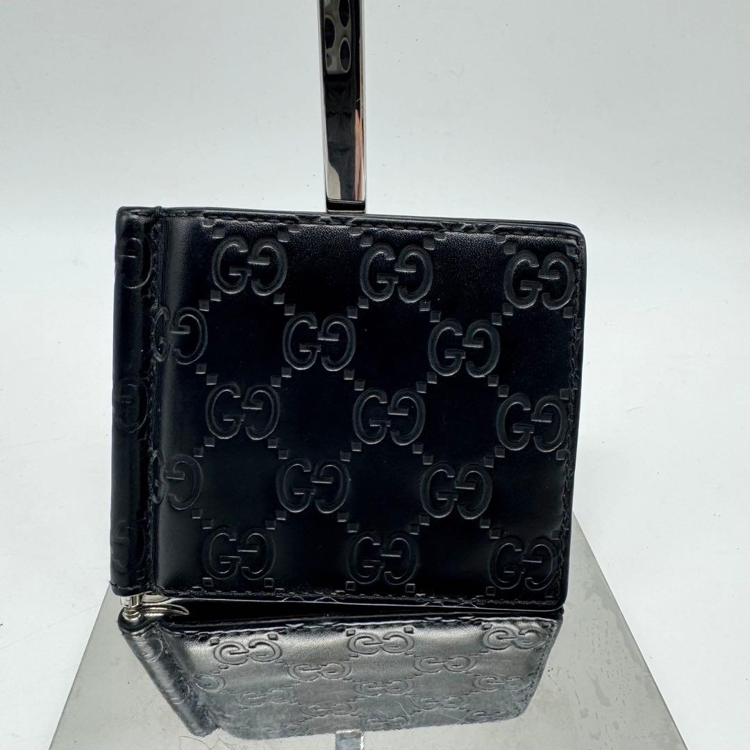 【なおき✨】グッチ マネークリップ シマレザー GG 二つ折り財布