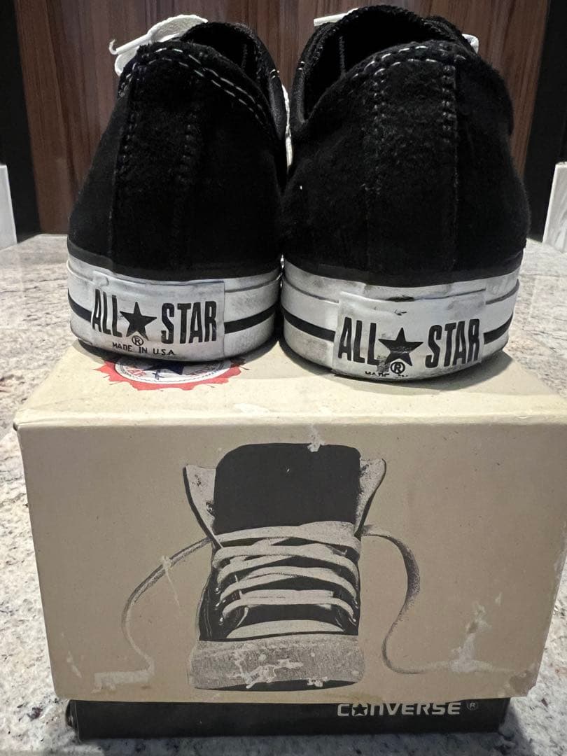 希少93年 CONVERSE スウェード ブラックUSA製 藤原ヒロシ US8