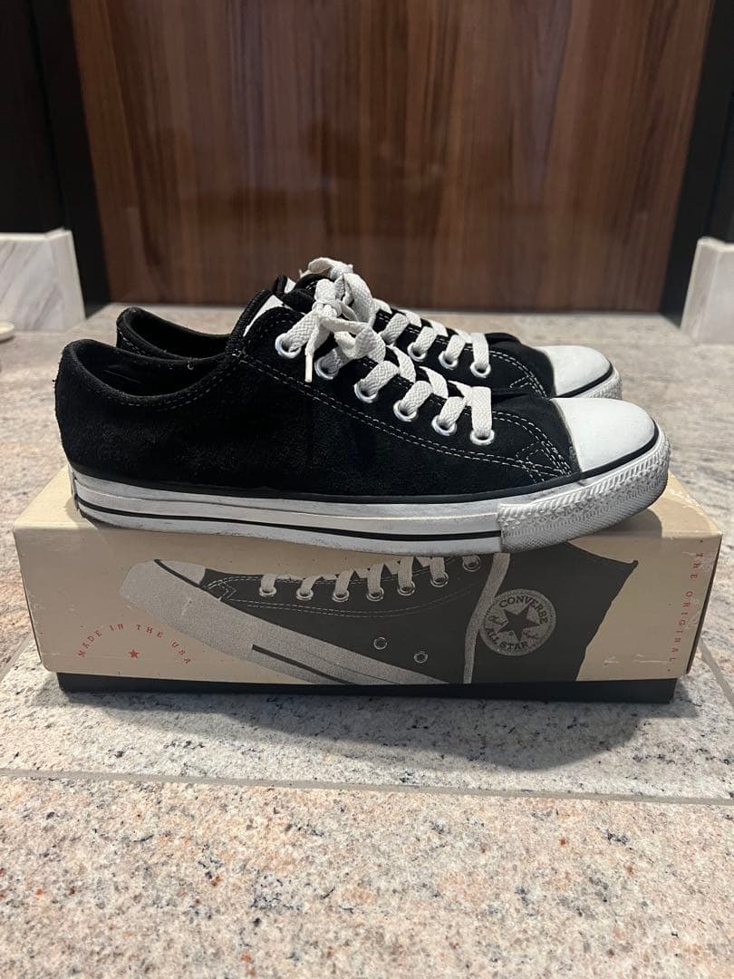 希少93年 CONVERSE スウェード ブラックUSA製 藤原ヒロシ US8