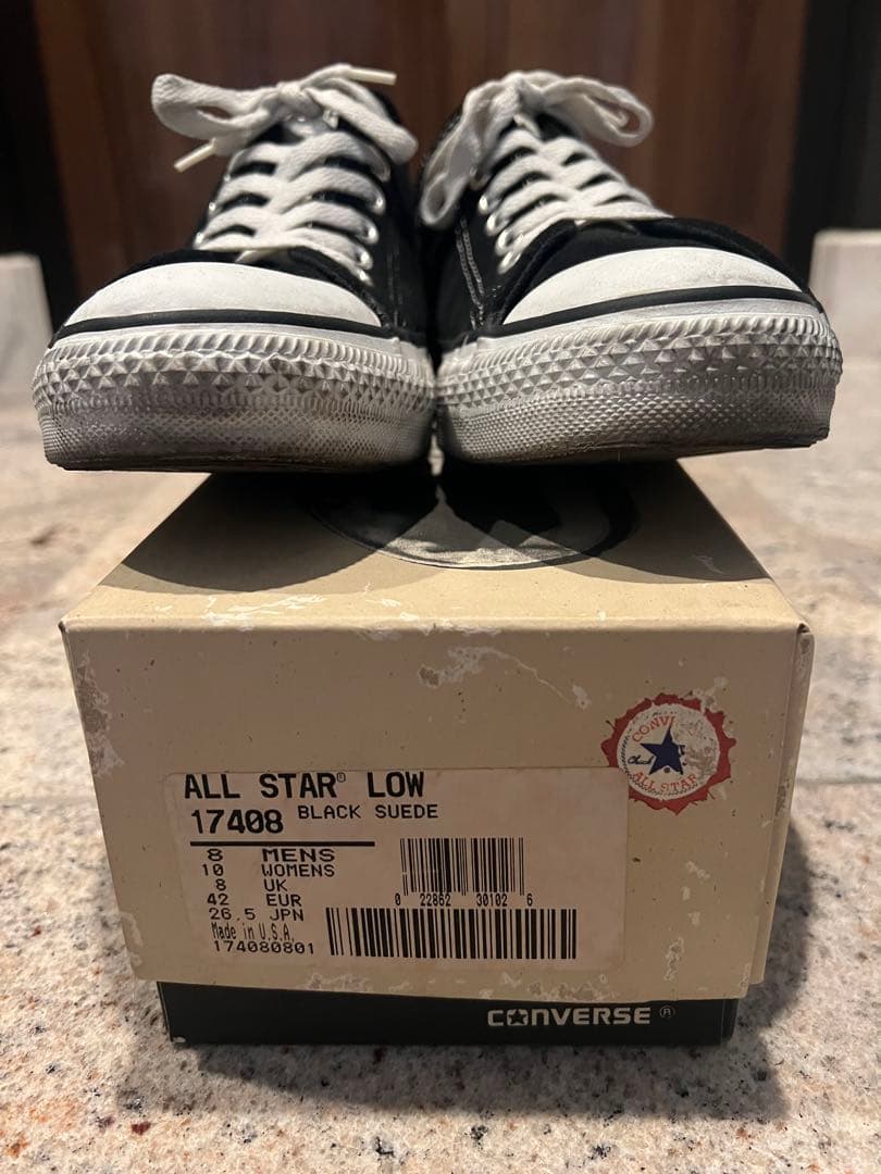 希少93年 CONVERSE スウェード ブラックUSA製 藤原ヒロシ US8