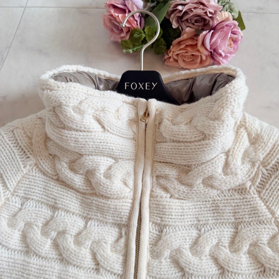 美品★HERNO ケーブルニット切替 異素材コンビ ダウンジャケット 42