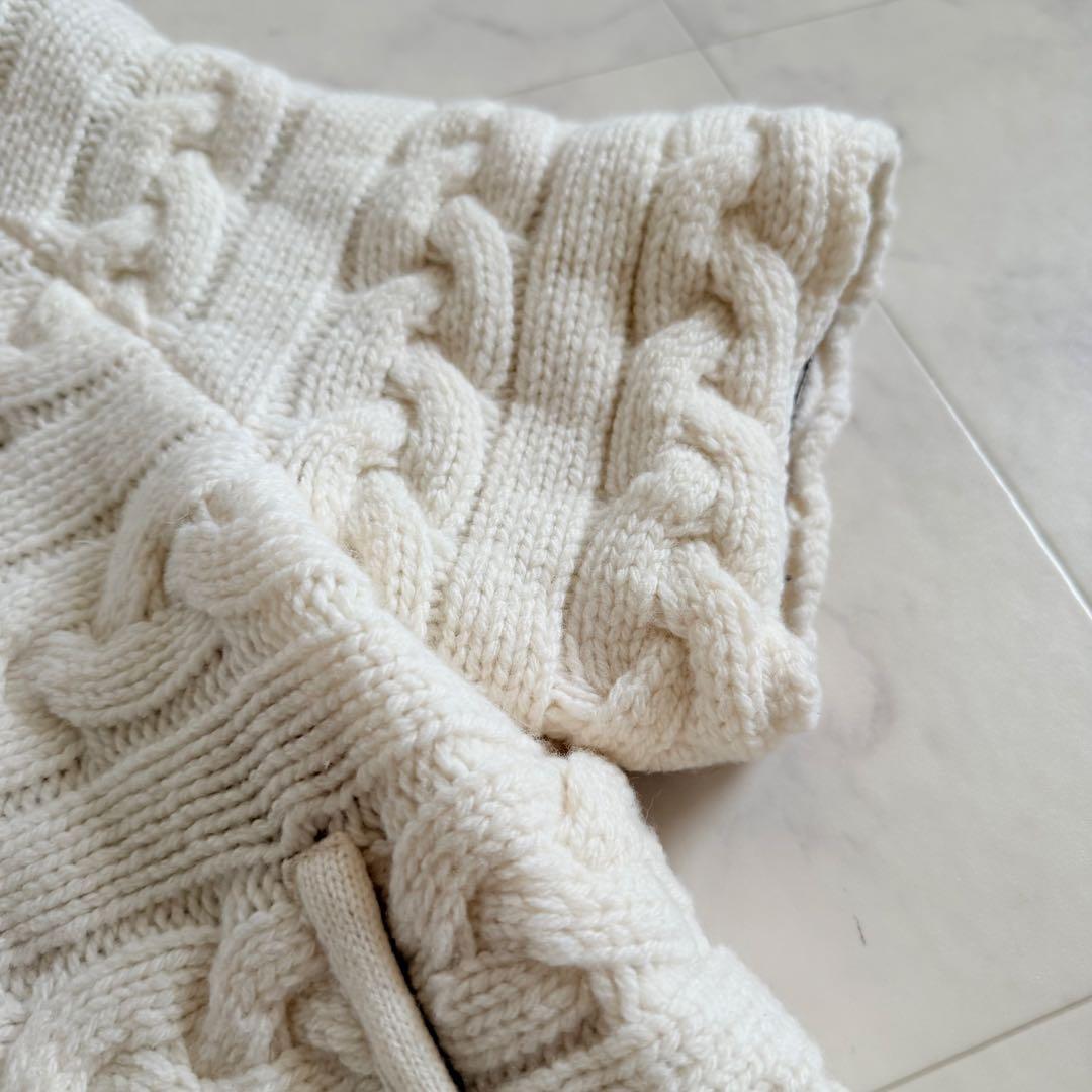 美品★HERNO ケーブルニット切替 異素材コンビ ダウンジャケット 42