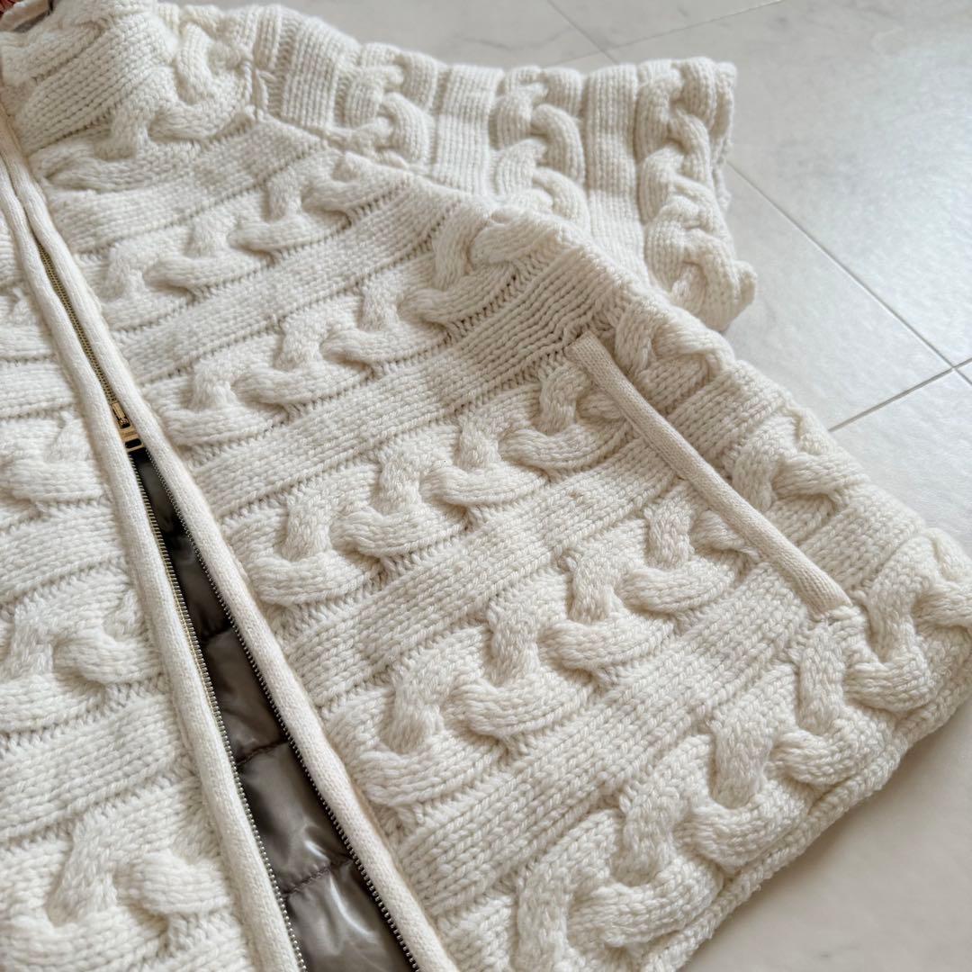 美品★HERNO ケーブルニット切替 異素材コンビ ダウンジャケット 42