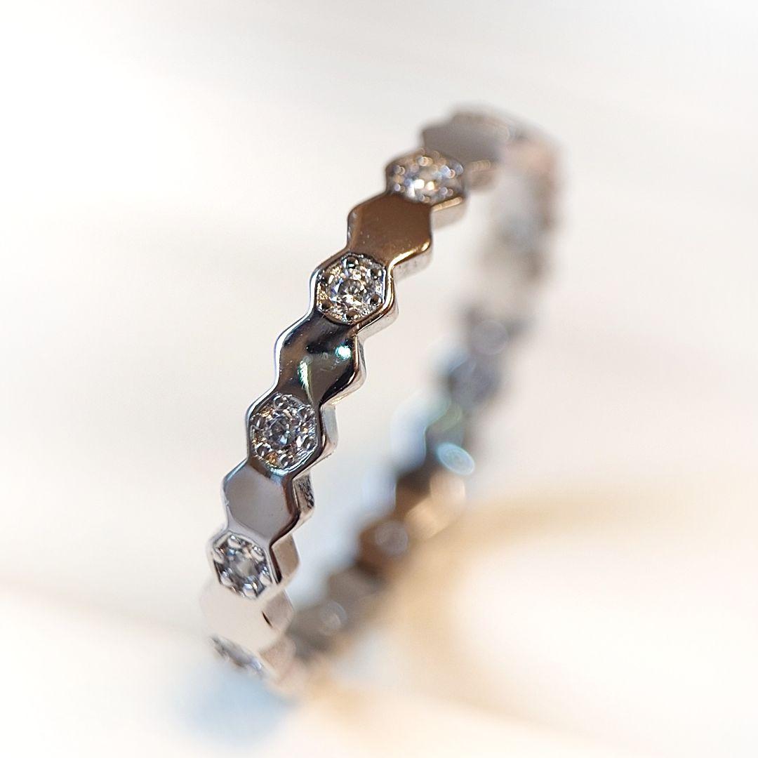 2421高級 sona ダイヤモンド フルエタニティ リング ハニカム シルバー