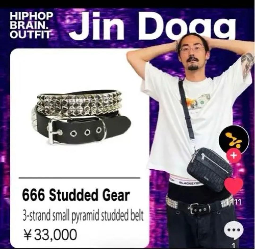 666 Studded Gear 3連ピラミッドスタッズベルト　 「最終値下げ」