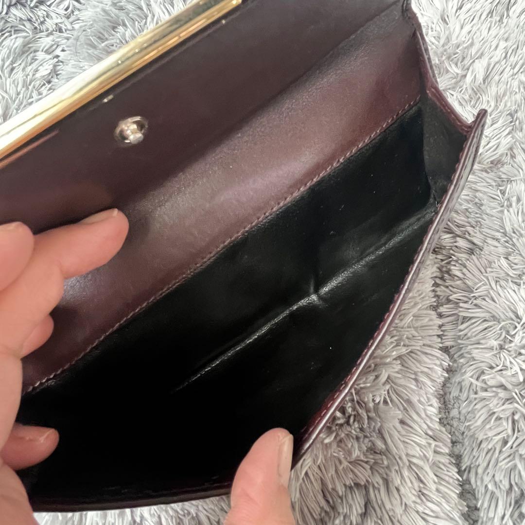 良品✨GUCCI シマ　ロゴプレート　Wホック　ダークブラウン　長財布　メンズ