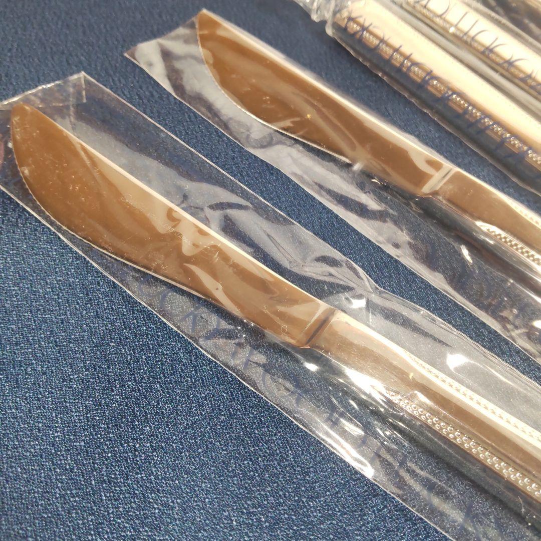 新品 ラッキーウッド 18-12 ロマンス デザート ディナーナイフ 6本