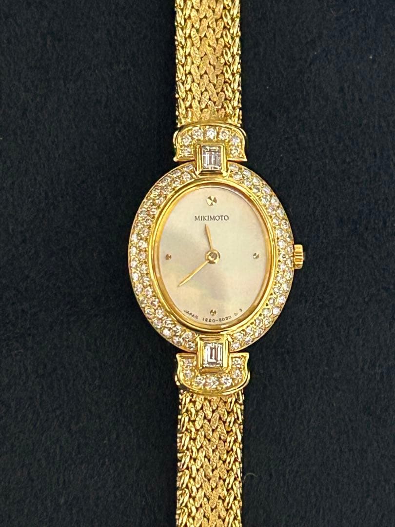 みわ　MIKIMOTOダイヤモンド装飾 18K無垢腕時計