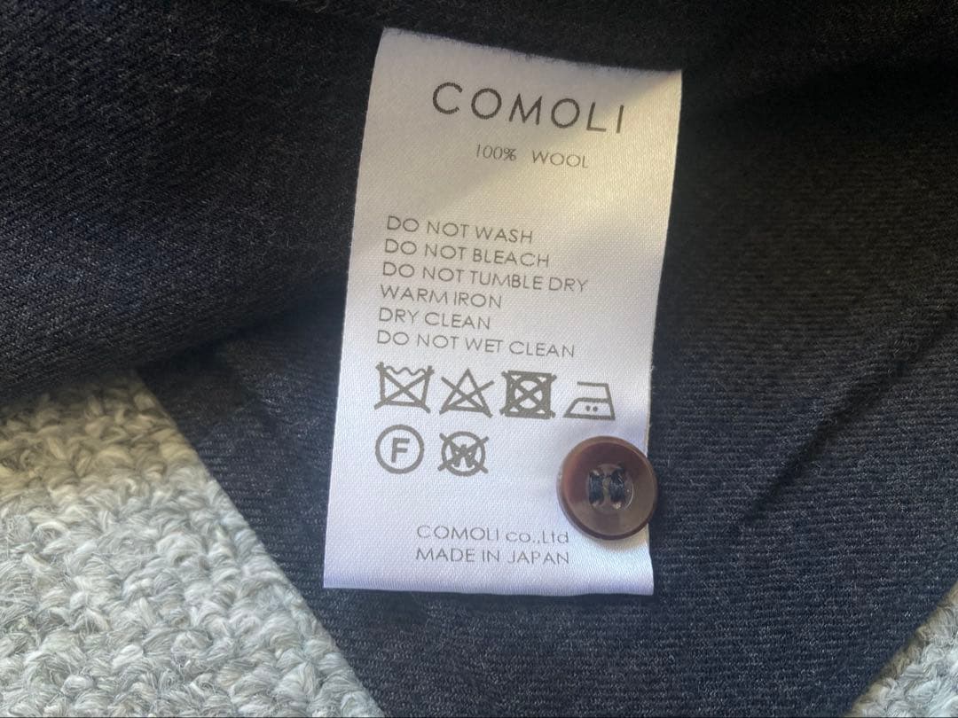 COMOLI コモリ ウールチェックオープンカラーシャツ NAVY 3