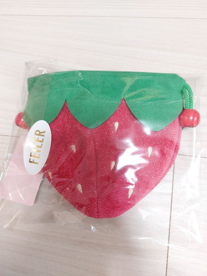 フェイラー ストロベリードット イチゴ型巾着 ライトワイン
