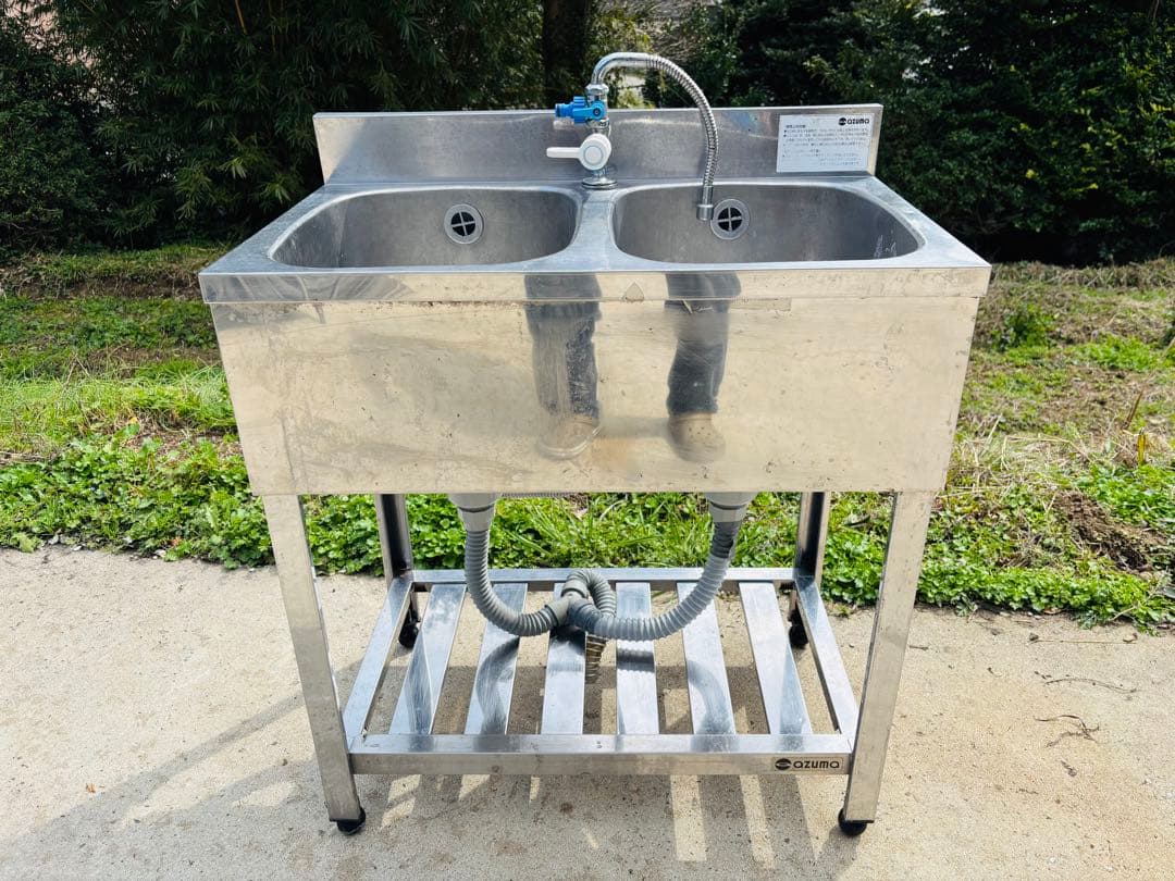 J9★アズマ★2槽シンク 業務用 流し台 厨房機器 飲食店 厨房 店舗用