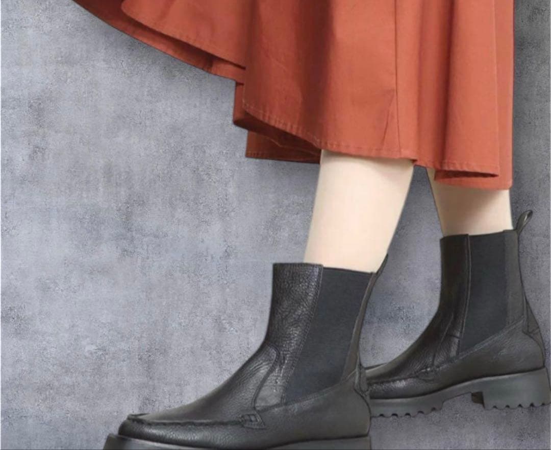 未使用　SAYA ショートブーツ　black 23.5 サイドゴア