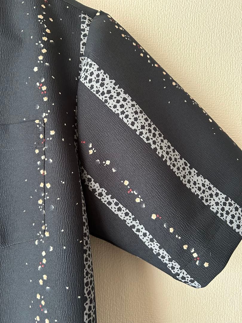 手作りのポリエステル反物メンズかりゆしウェアLLサイズ　マオカラー