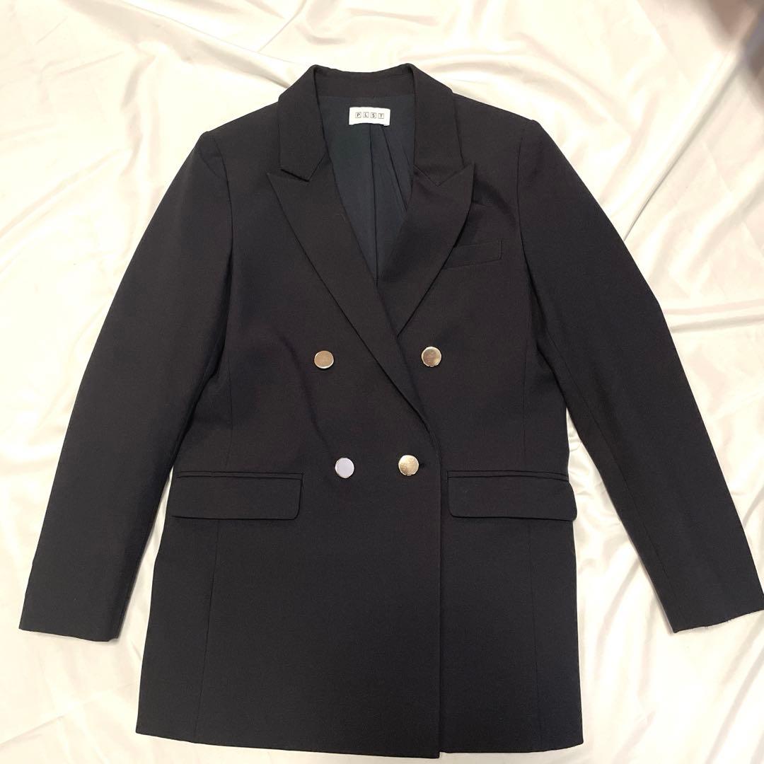 【美品】PLST ネイビー ダブルボタン テーラードジャケット　セットアップ