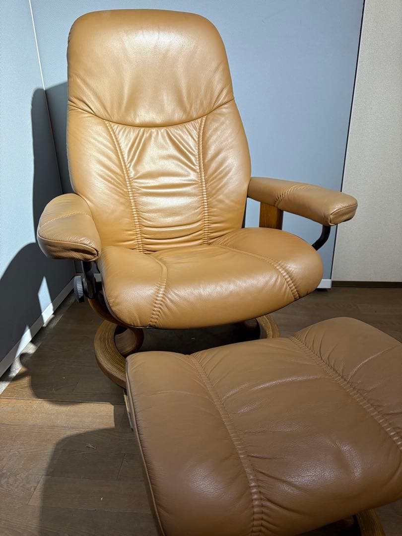 本革　EKORNES エコーネス ストレスレスチェア オットマン付