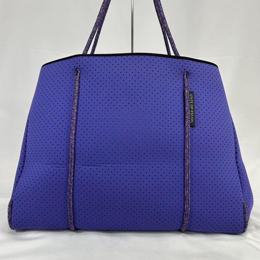 【極美品】ステイトオブエスケープ トートバッグ ポーチ付き A4可 肩掛け 紫