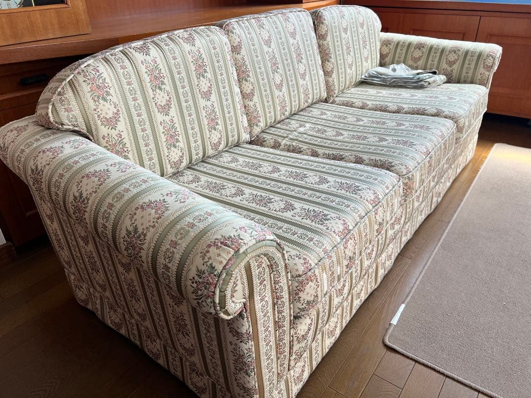 【ア*ダ】ドマーニdomani花柄ソファ三人掛けヴィンテージカリモク