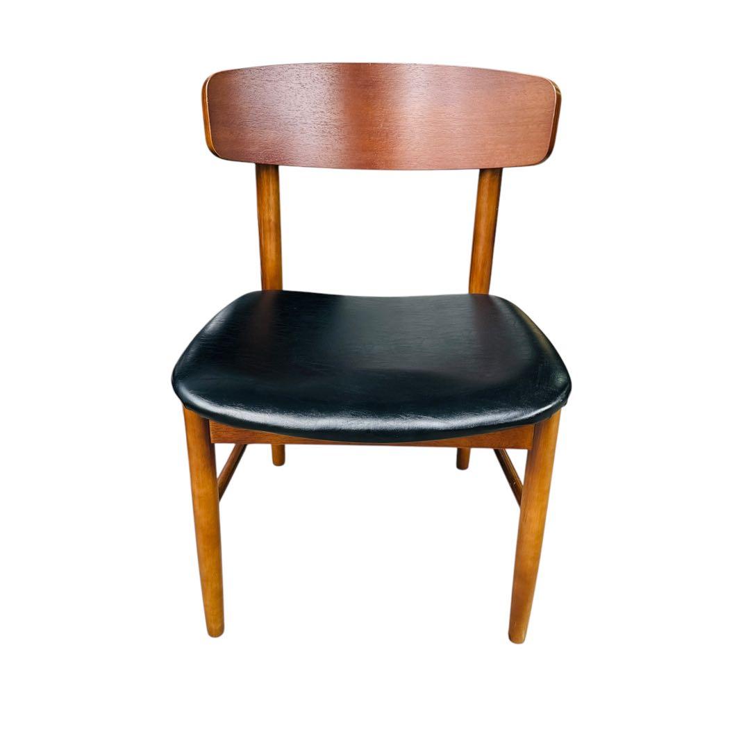 ②美品 カリモク60 Tチェア スタンダードブラック レザー KARIMOKU