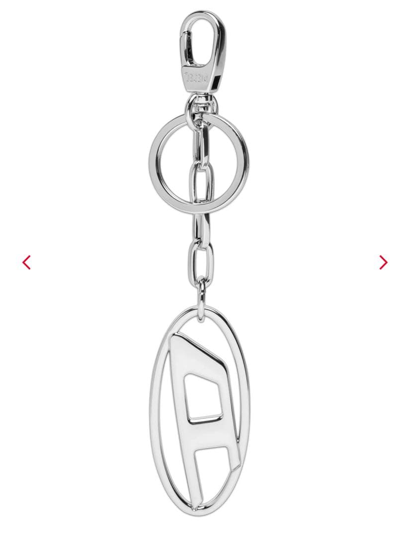 DIESEL キーホルダー　キーリング　オーバルD ロゴ　チャーム　シルバー