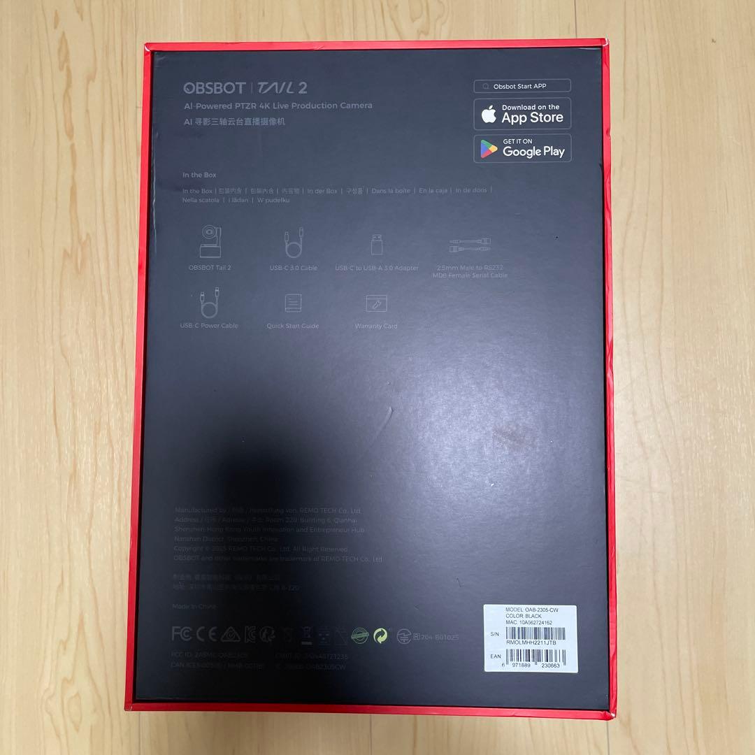 OBSBOT Tail 2 AI追尾カメラ 4K オブスボット