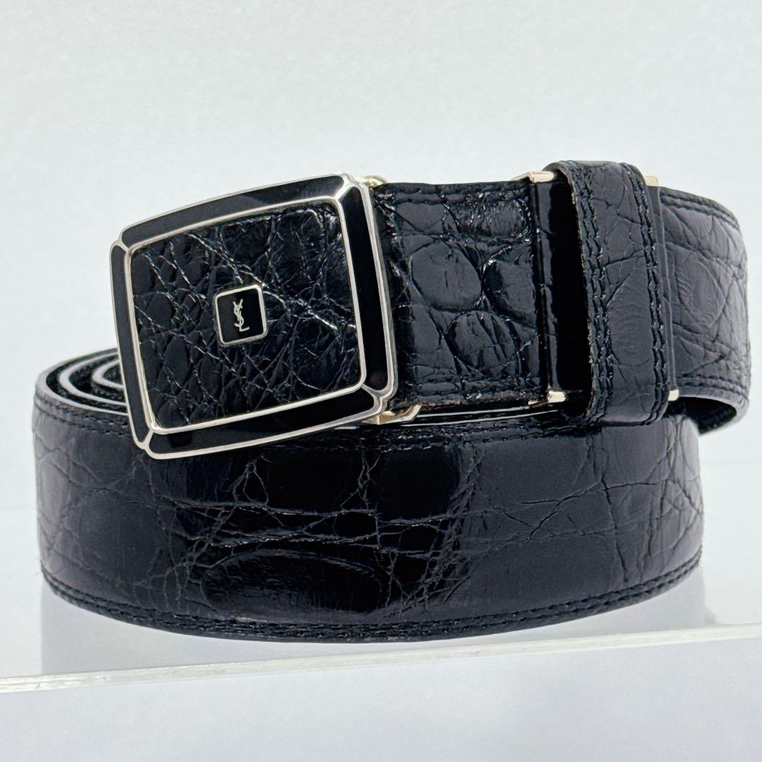 YVES SAINT LAURENT　サンローラン ベルト クロコ 革張り 美品