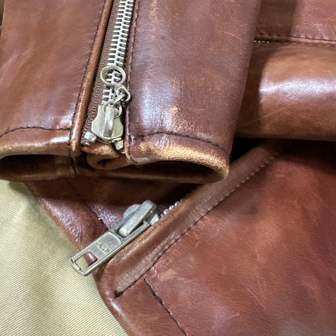 EURO LEATHER ブラウンレザー シングルライダースジャケット