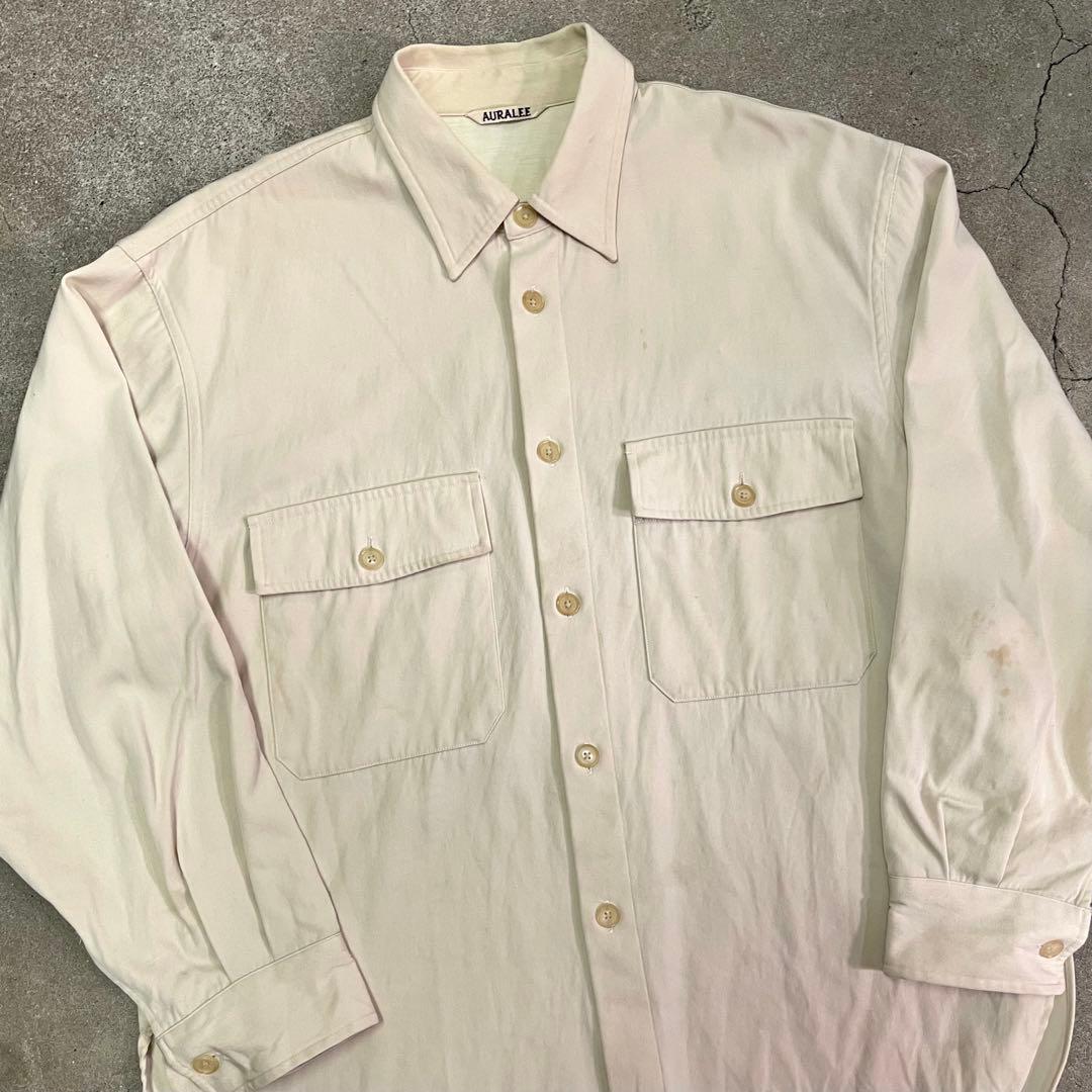 トップス AURALEE WOOL MAX GABAGINE SHIRT IVORY