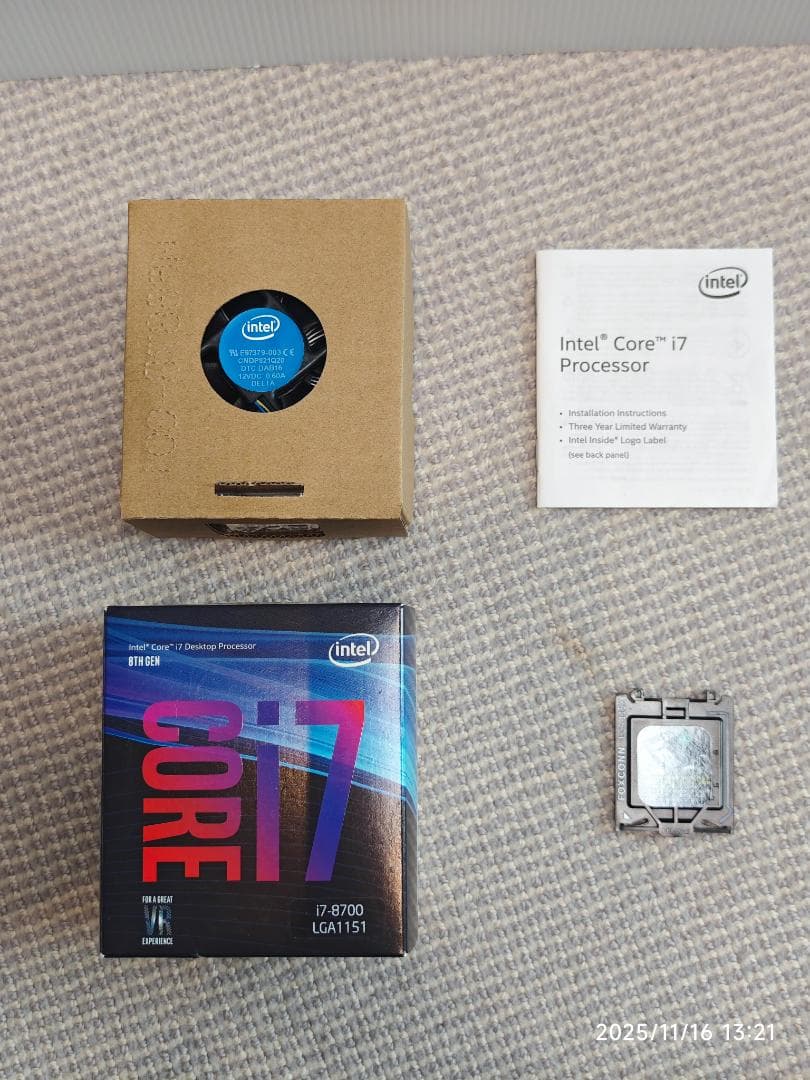【3点セット】Core i7-8700 （マザーボード・クーラー付き）